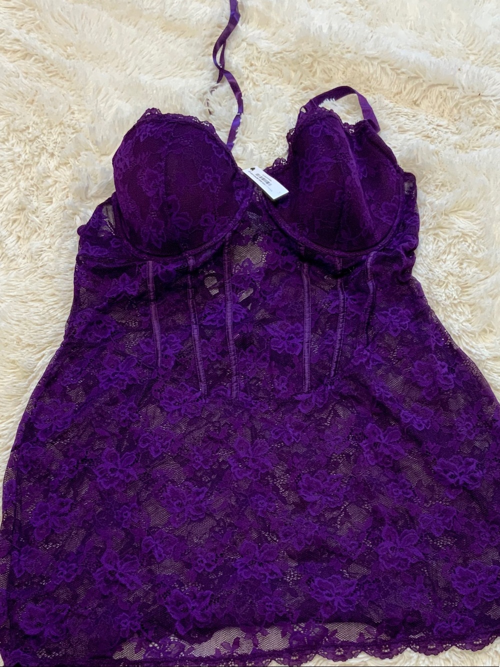 Adore Me Purple Lace Underwire Chemise